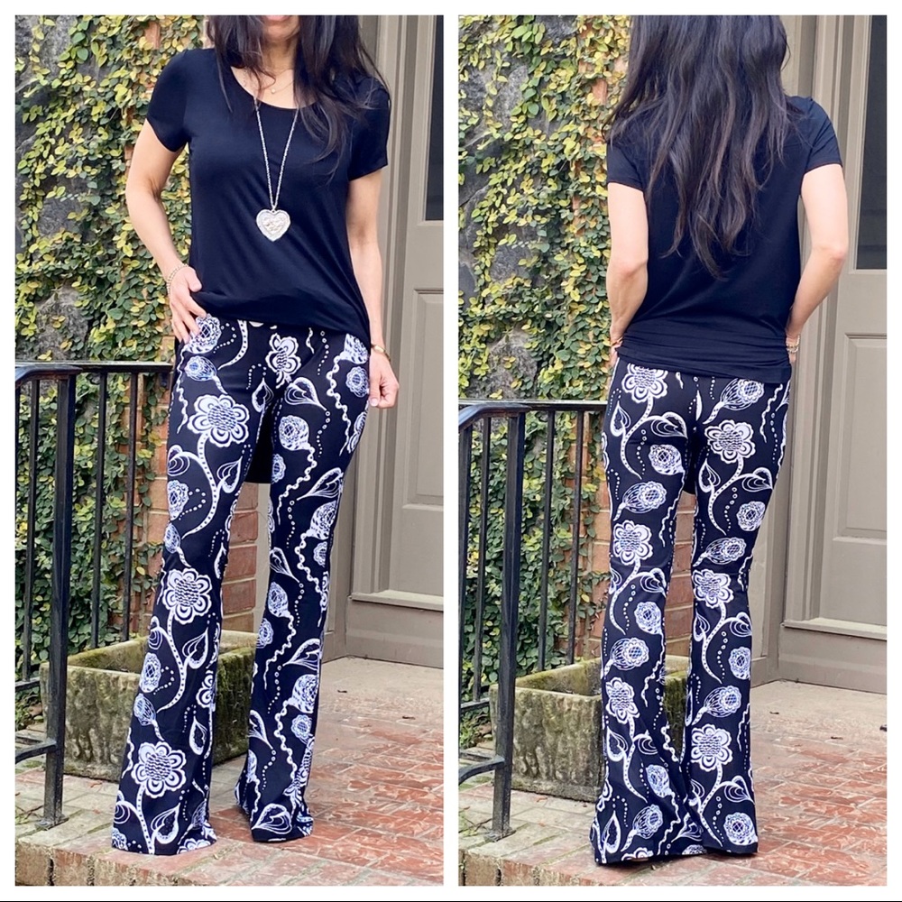 Retro print Fabulous wide leg bell flare pants - Picture 5 of 8